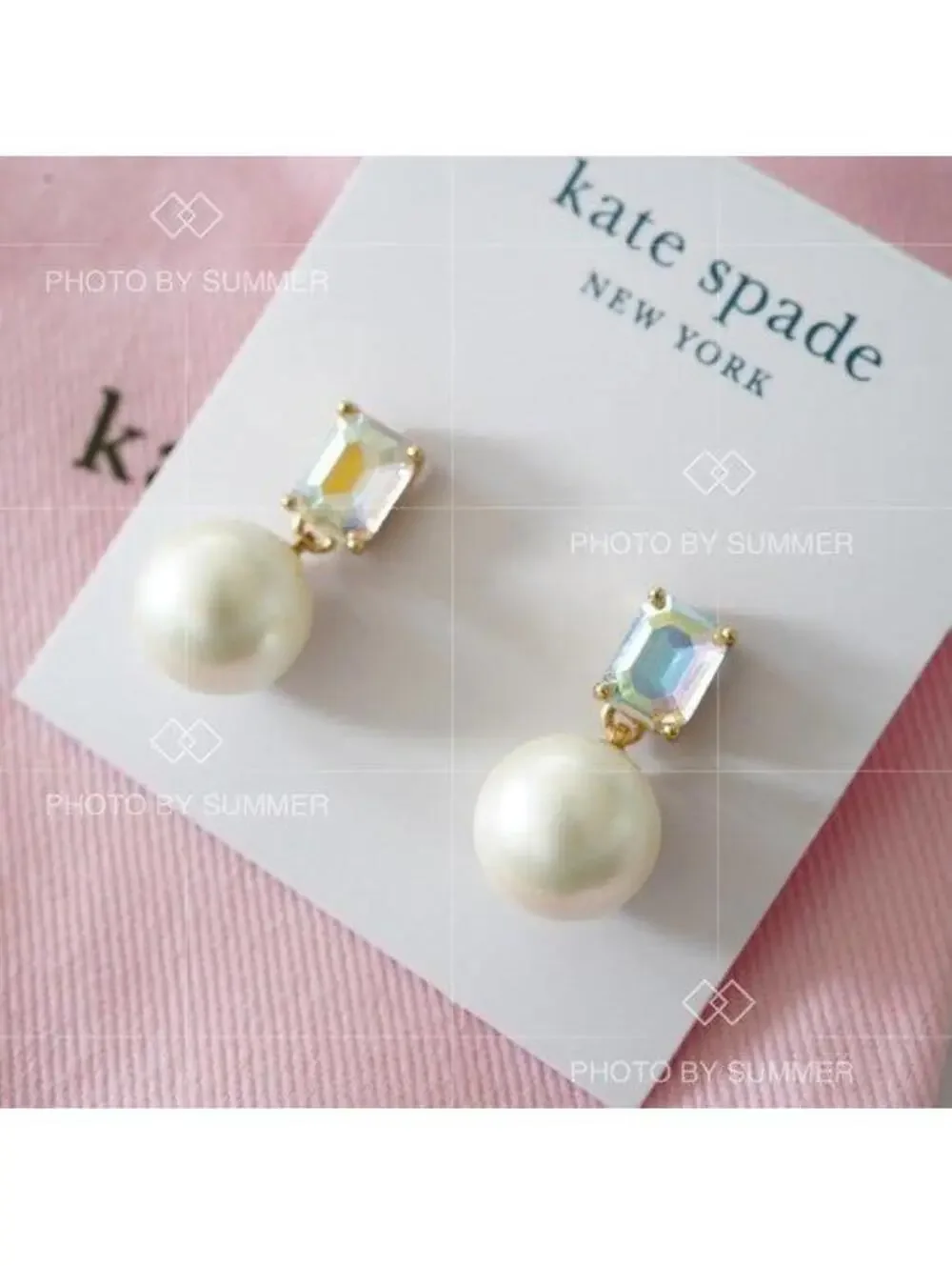 Kate Spade Shine On Emerald Cut Pearl Drop Earrings